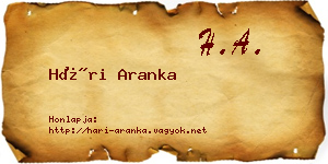 Hári Aranka névjegykártya